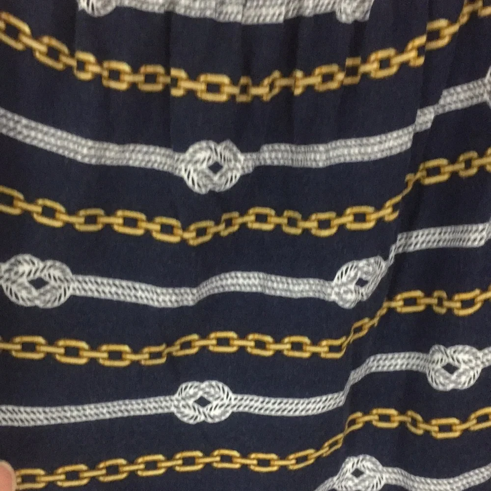 Michael Kors Navy Nautical Peasant Top Size Large